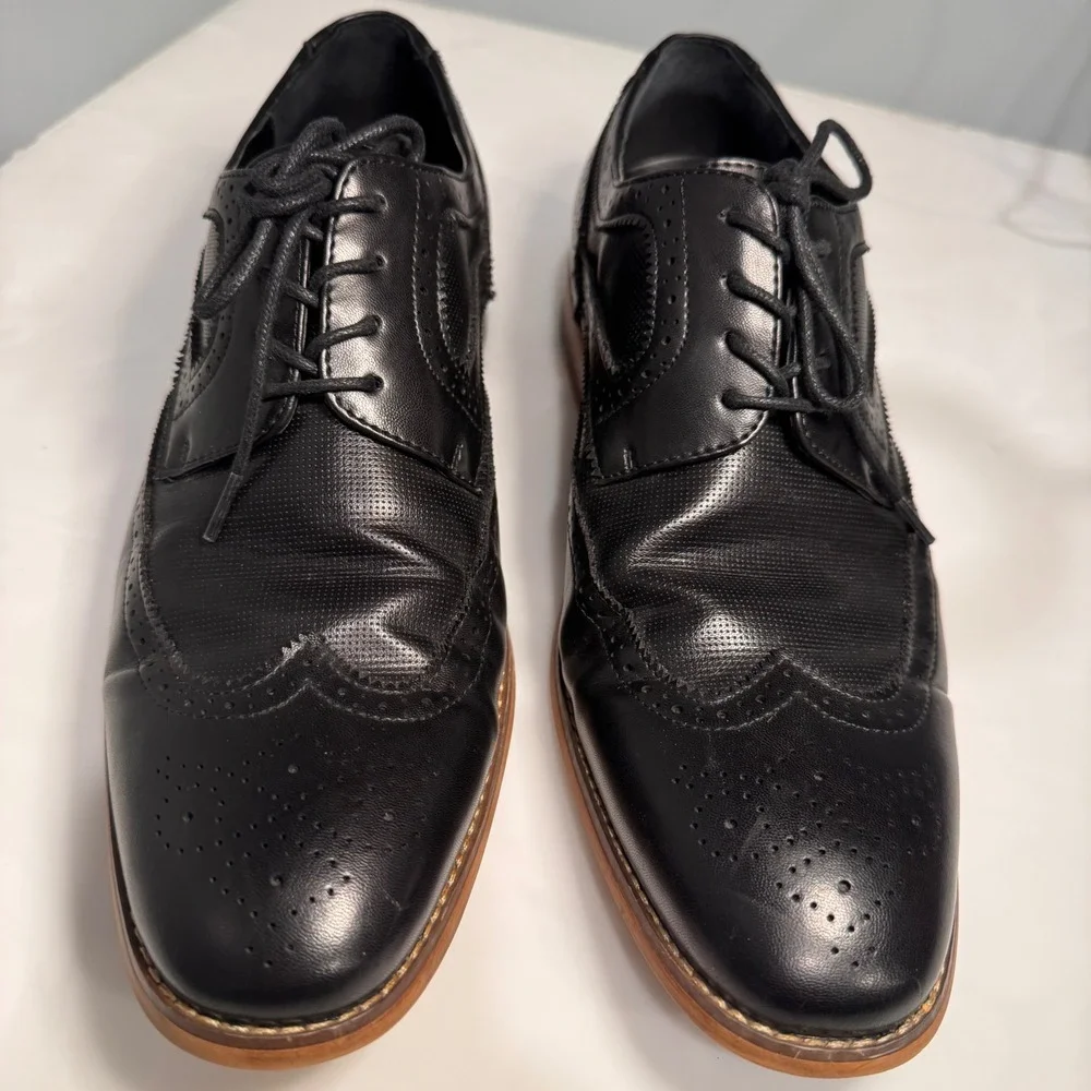Kenneth Cole Blake Black Wingtip Oxford Dress Shoes‎ Brogue Mens SZ 10 Luxe